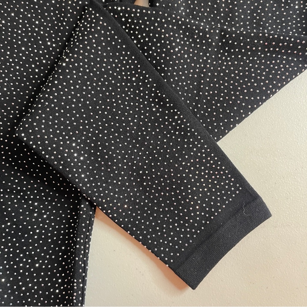 Sparkling Black Rhinestone Leggings - Picture 5 of 12